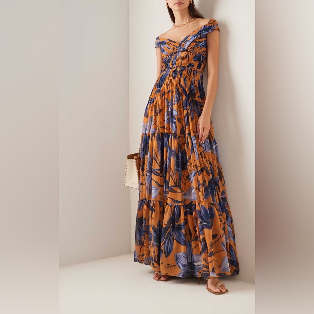 Andres Otalora Exclusive Magdalena Pleated Chiffon Maxi Dress
